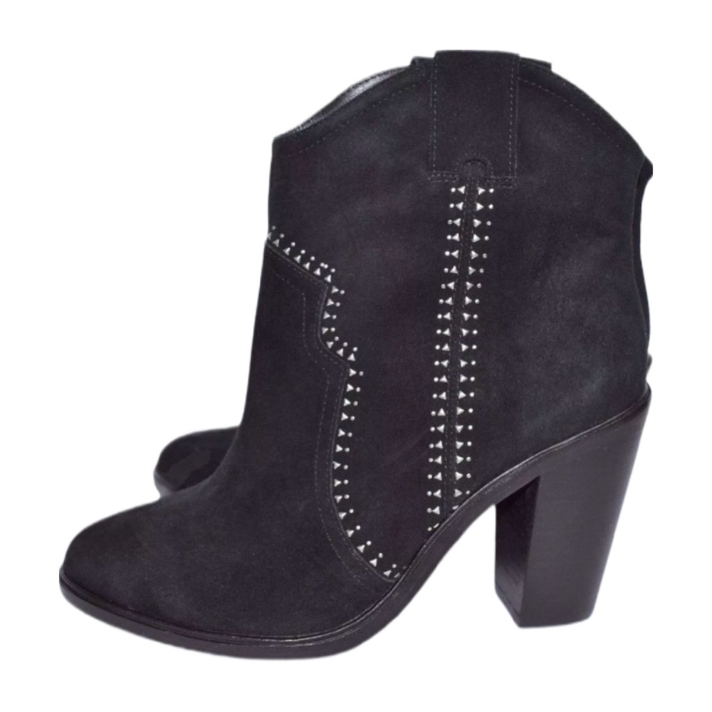 JOIE Monte Black Suede Studded Ankle Boots US 7 EU 38 Heeled Ankle Boots - Picture 2 of 13